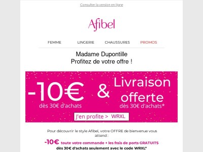 Madame Dupontille Ne laissez pas passer votre OFFRE DE BIENVENUE !