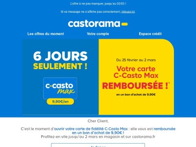 Votre carte C-Casto Max remboursée !