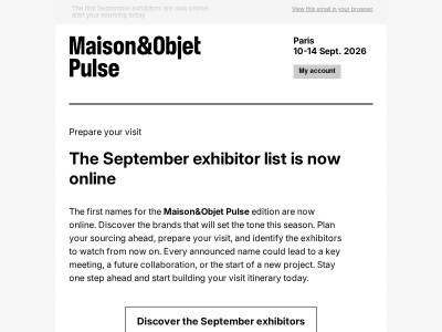Maison&Objet Pulse – Our exhibitor list is now open!