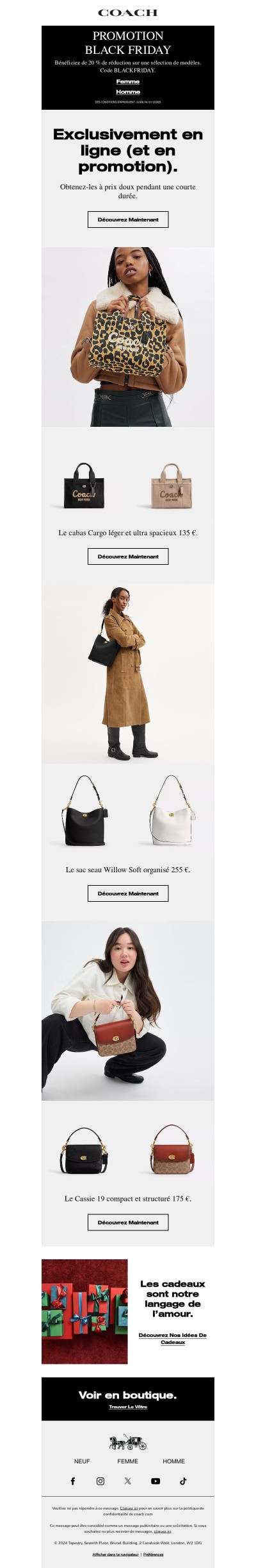 Les cabas en toile et les seaux en cuir sont en promotion pour le Black Friday