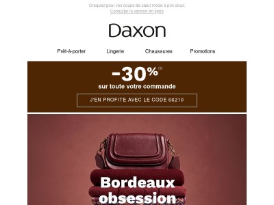 Le bordeaux est à l’honneur avec -30% sur TOUTE la commande !