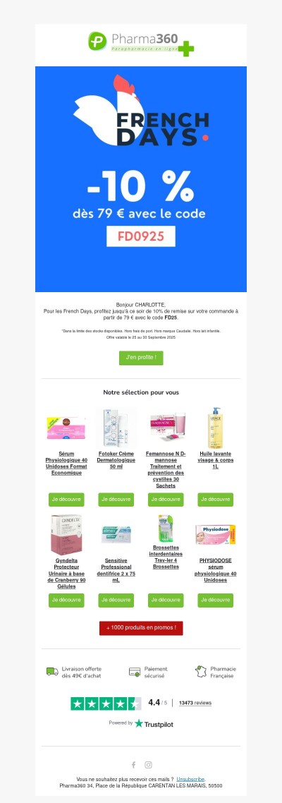 🇫🇷 Dernier jour : FRENCH DAYS - 10 % sur votre commande !