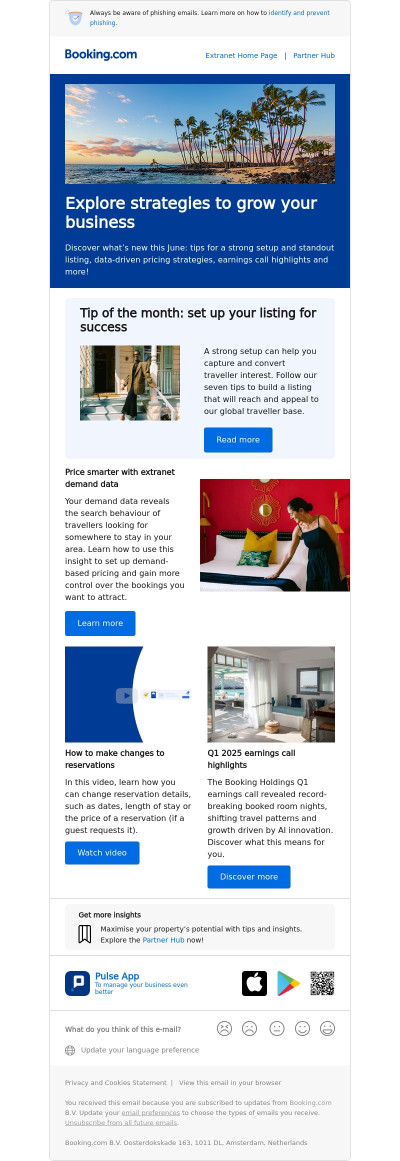 Booking.com Partner Hub Newsletter – June 2025
