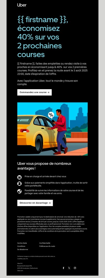 Vous allez quelque part ? Profitez de -40% sur vos 2 prochaines courses