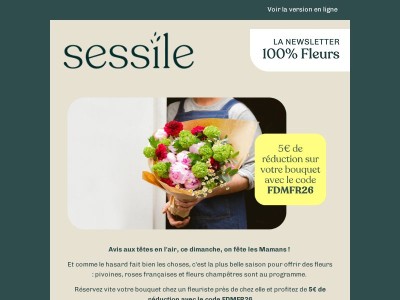 Pour la Fête des Mères, 5€ de réduction sur votre bouquet