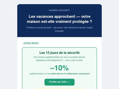 Les 15 jours de la sécurité jusqu’à -35% sur votre pack alarme