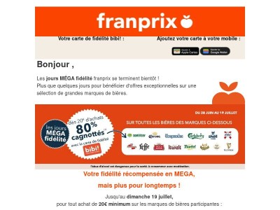 ​​{{ lastname }}, 80% à cagnotter sur une sélection de marques de bières.