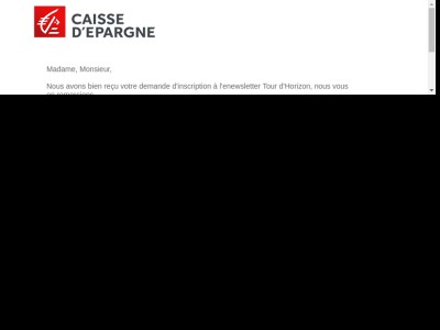 Votre inscription à l'enewsletter Tour d'Horizon