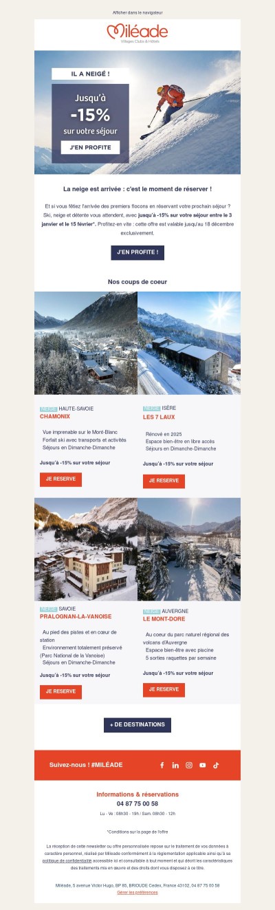 ❄️ La neige est là : jusqu'à -15% pour en profiter !