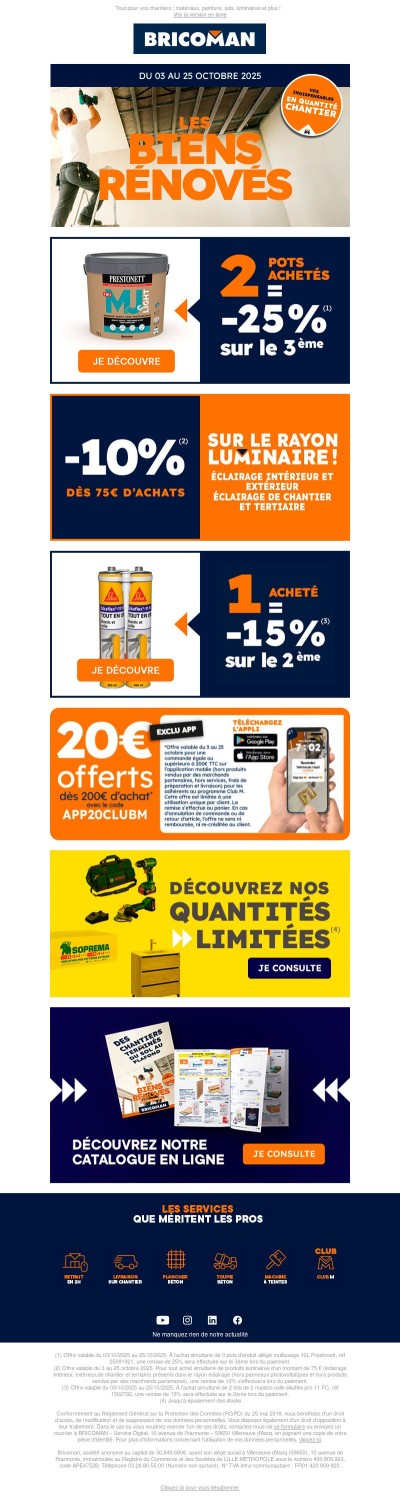 Tout pour vos chantiers : matériaux, peinture, sols, luminaires et plus !