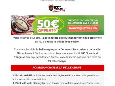 ⚡️ Offre spéciale supporters avec la bellenergie !