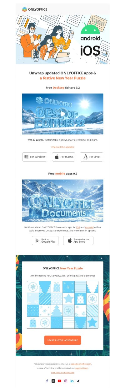 Unwrap updated ONLYOFFICE apps & a festive New Year Puzzle