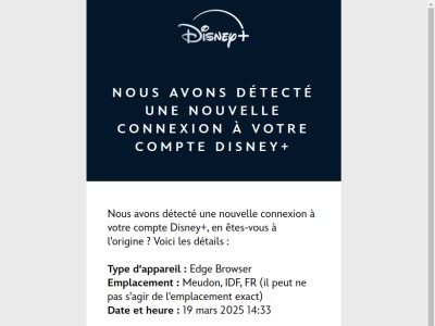 Nouvelle connexion à Disney+