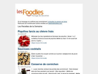 Les Foodies: Les Recettes de la Semaine