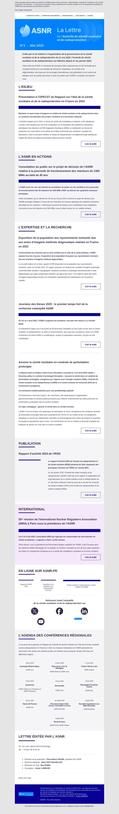 La Lettre de l'Autorité de sûreté nucléaire et de radioprotection (ASNR) n°2 - Mai 2025