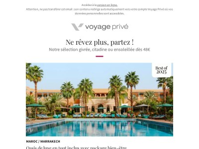 💣 À ne pas rater : Marrakech jusqu'à -70%, Venise, Madrid dès 57€