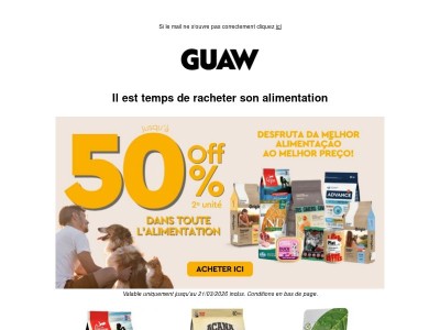 🐾 -50 % sur le 2ème produit en alimentation