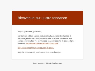 Votre compte sur Lustre tendance a été créé