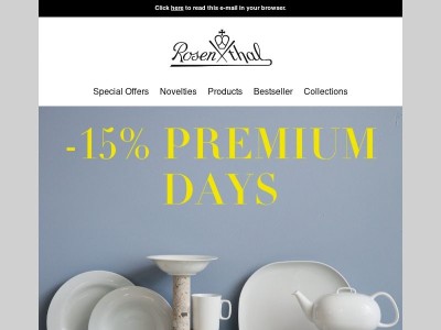 Rosenthal Premium Days: 15% off from today