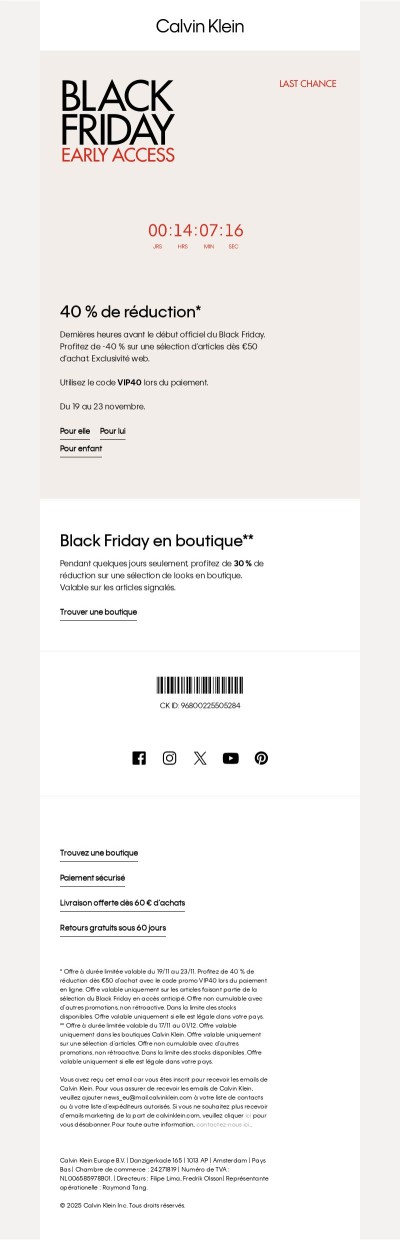 L’accès au Black Friday en avant-première est bientôt terminé