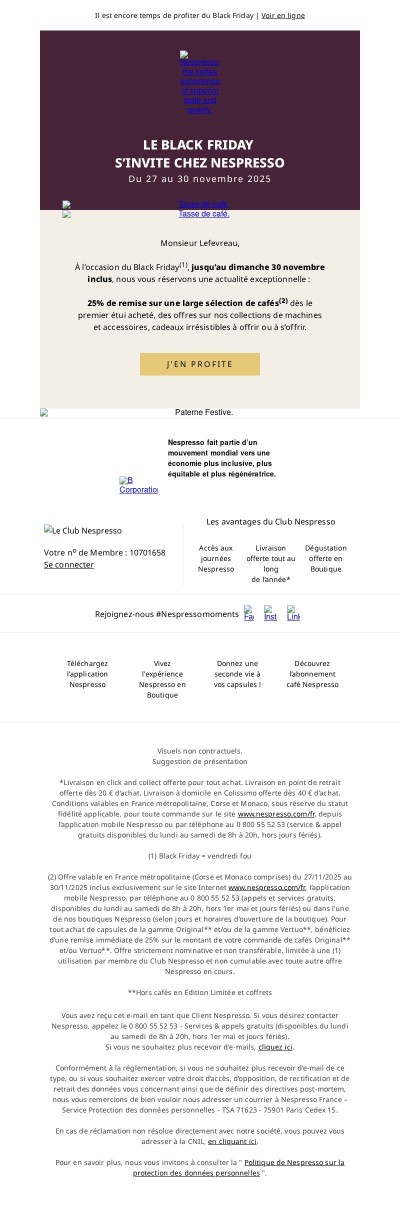 ~ -25% sur nos cafés : jusqu'à demain soir