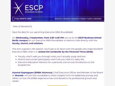You're invited: An afternoon with our Executive MBA alumni
