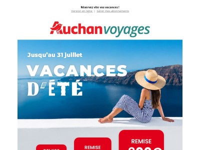 Auchan voyages : jusqu'à 200€ de remise sur vos vacances d'été !