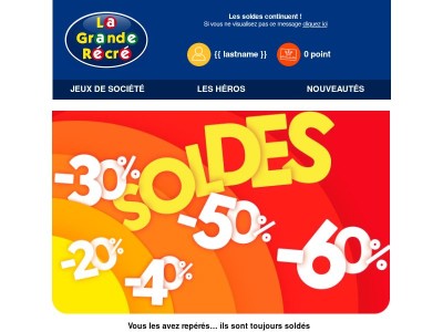 😮 Les soldes continuent ! 