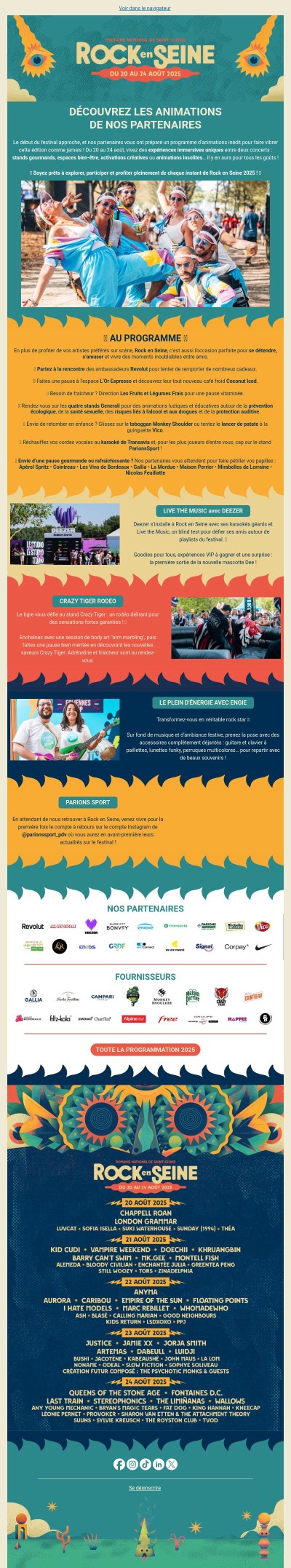 🎁 Découvrez les animations des partenaires présents à Rock en Seine !