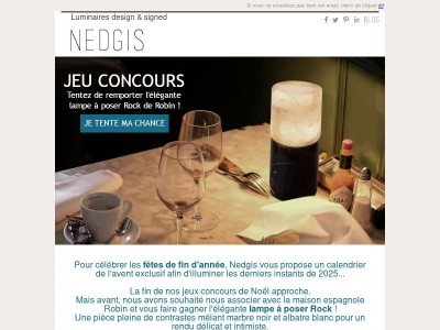 JEU CONCOURS DE NOËL : remportez l'élégante lampe en marbre Rock de Robin !