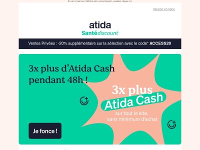 💸 3x plus d'Atida Cash : dernier jour !