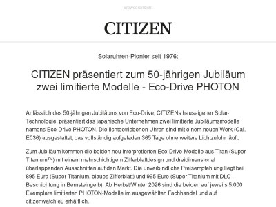 50 Jahre Innovation: Die neue Eco-Drive PHOTON