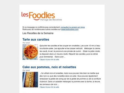 Les Foodies: Les Recettes de la Semaine