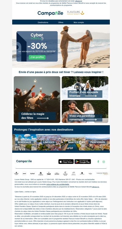Cyber Sales : –30% sur vos prochains séjours ❄️