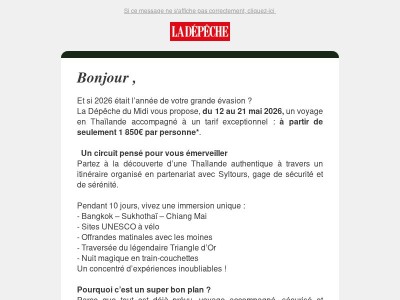 ✈️ Partez en Thaïlande avec La Dépêche du Midi !