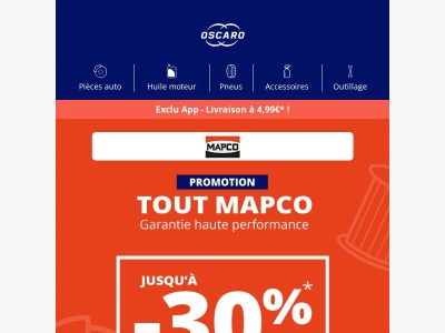 ⏱️ Offre limitée | Jusqu'à -30% sur tout Mapco !