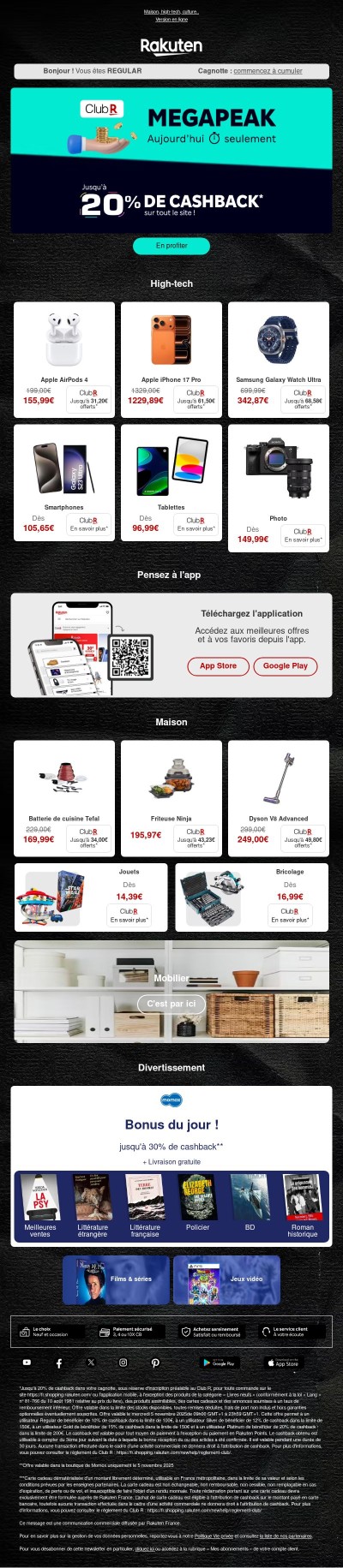 Dernières heures | Jusqu’à 20% de cashback pour le Megapeak