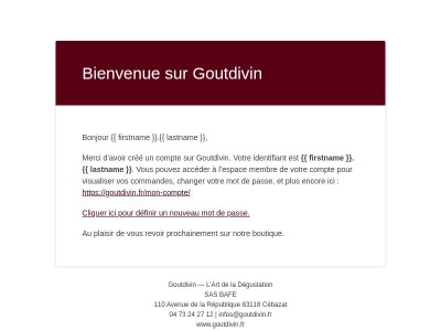 Votre compte sur Goutdivin a été créé
