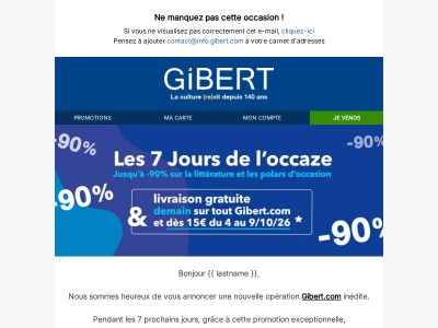 L'offre inédite Gibert.com à ne pas rater !