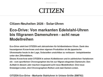 Licht, das antreibt: CITIZEN Eco-Drive 2026