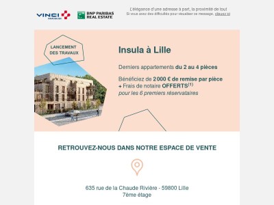 Les travaux démarrent, c'est le moment de concrétiser votre projet à Lille ! Du 2 au 4 pièces