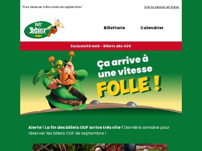 Derniers jours ! Billets OUF dès 42 € !