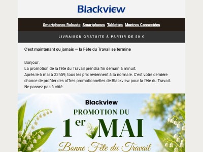 La promotion de Blackview pour la fête du Travail expire demain