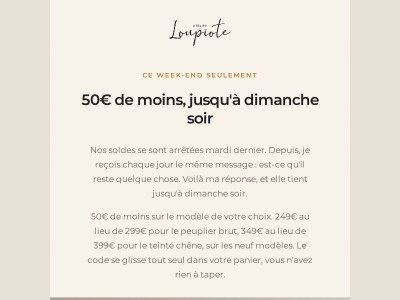 50€ de moins, jusqu'à dimanche soir