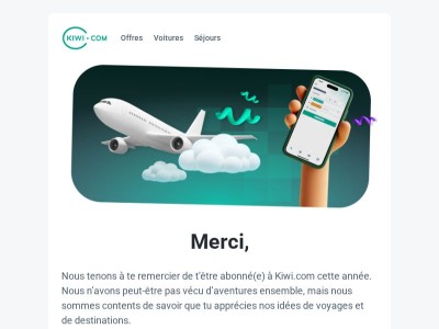 Un grand merci de la part de Kiwi.com