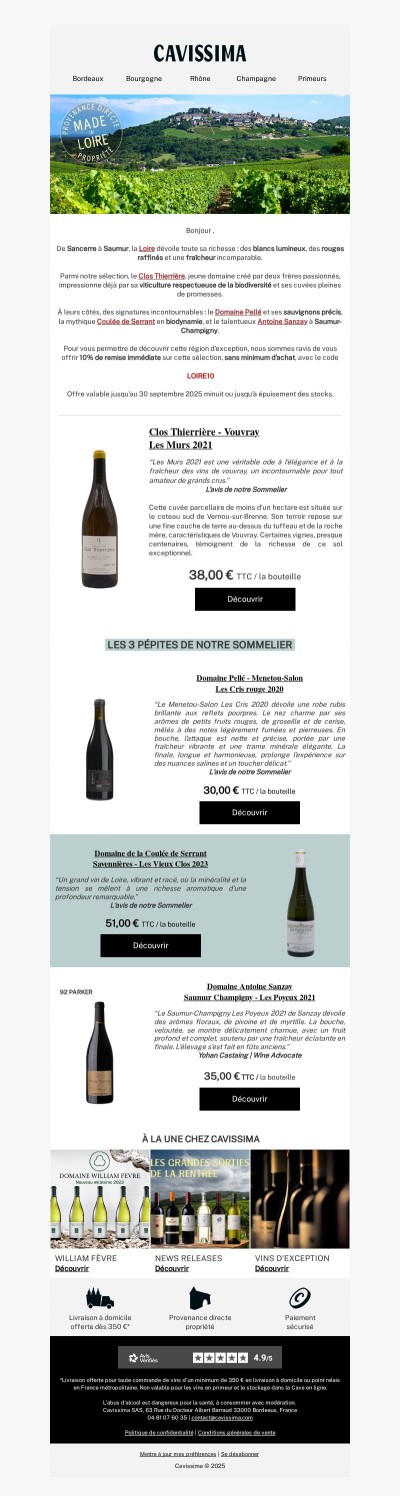 🍷 Vins de Loire, élégance et diversité : Clos Thierrière, Domaine Pellé, Coulée de Serrant et {{ lastname }} Sanzay