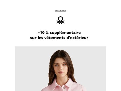 Outlet Benetton : -10 % supplémentaires sur les vestes tendance