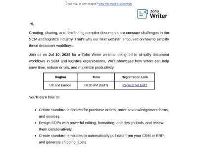 [Webinar] Zoho Writer for SCM and logistics