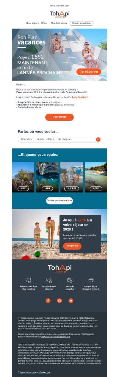 📢 Payez 15% maintenant, le reste l'année prochaine !