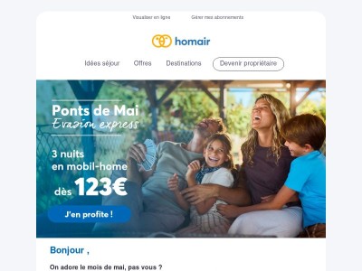 Bon plan ponts de mai : votre séjour à partir de 123€ !